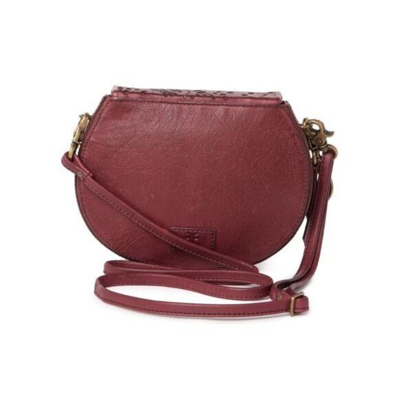Frye Womens Brick Red Perforated Leather Fold Over Crossbody Handbag New - Picture 3 of 11